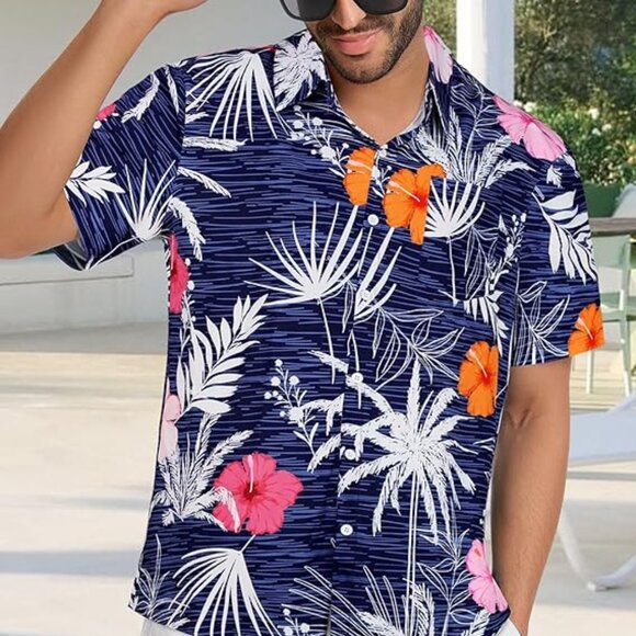 NEW! Hawaiian Shirt Short Sleeve Button Down T Shirts - Picture 1 of 5